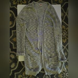 Open front knit cardigan long sweater with pockets color gray size L Women's